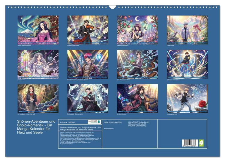 Produktbild: Shōnen-Abenteuer und Shōjo-Romantik - Ein Manga-Kalender f&uuml;r Herz und Seele (Wandkalender 2026 DIN A2 quer), CALVENDO Monatskalender