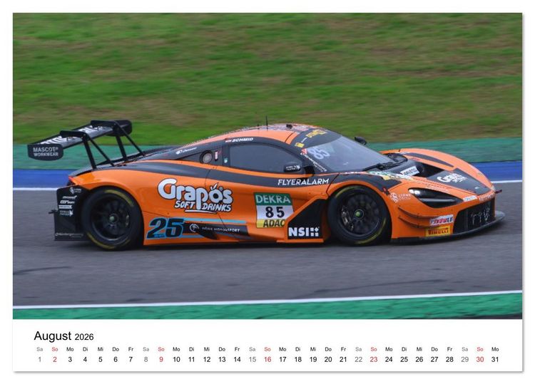 Produktbild: Supersportwagen auf der Rennstrecke (Tischkalender 2026 DIN A5 quer), CALVENDO Monatskalender