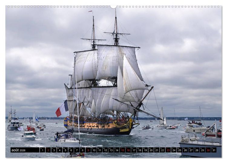 Produktbild: L'Hermione &agrave; Saint-Malo (Calendrier mural 2026 DIN A2 vertical) calendrier de bureau