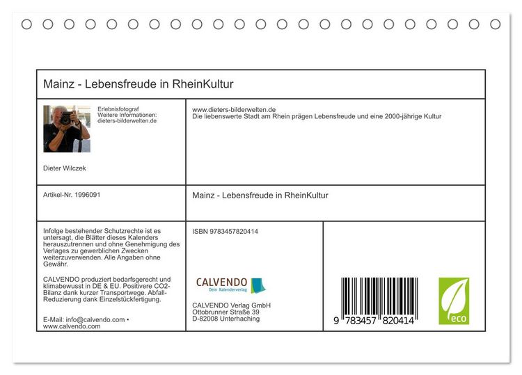 Produktbild: Mainz - Lebensfreude in RheinKultur (Tischkalender 2026 DIN A5 quer), CALVENDO Monatskalender
