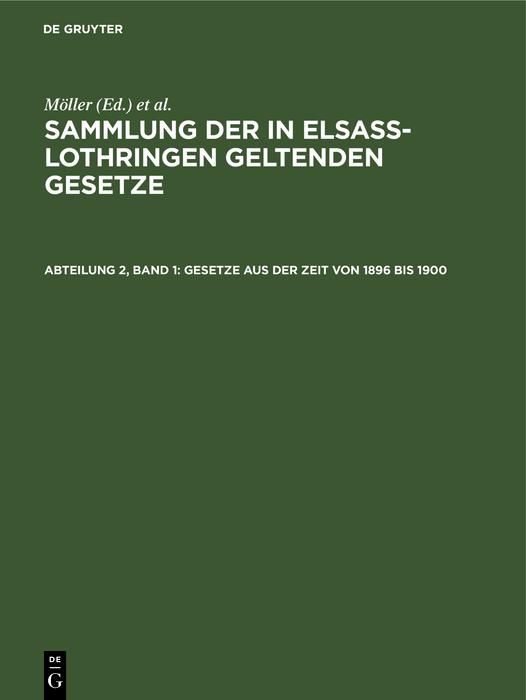 Produktbild: Gesetze aus der Zeit von 1896 bis 1900
