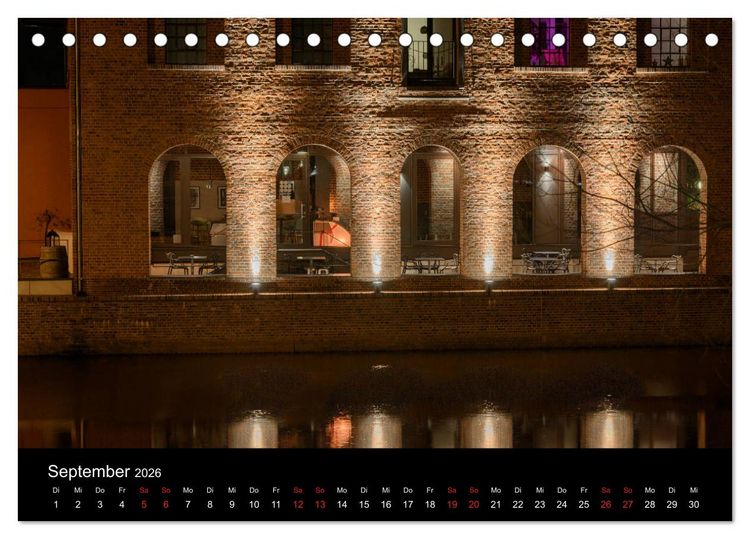 Produktbild: Buxtehude bei Nacht (Tischkalender 2026 DIN A5 quer), CALVENDO Monatskalender