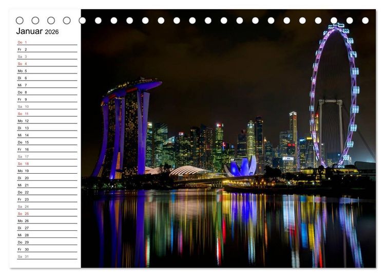 Produktbild: Singapur Stadt der Skylines (Tischkalender 2026 DIN A5 quer), CALVENDO Monatskalender