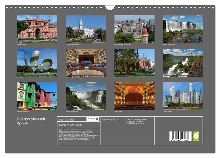 Produktbild: Buenos Aires mit Iguazu (Wandkalender 2027 DIN A3 quer), CALVENDO Monatskalender