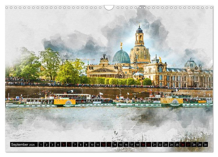 Produktbild: S&auml;chsische Dampfer Aquarelle (Wandkalender 2026 DIN A3 quer), CALVENDO Monatskalender