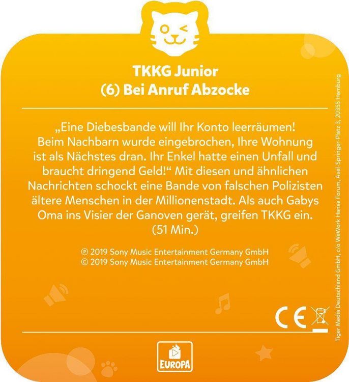 Produktbild: tigercard - TKKG Junior - Folge 6: Bei Anruf Abzocke