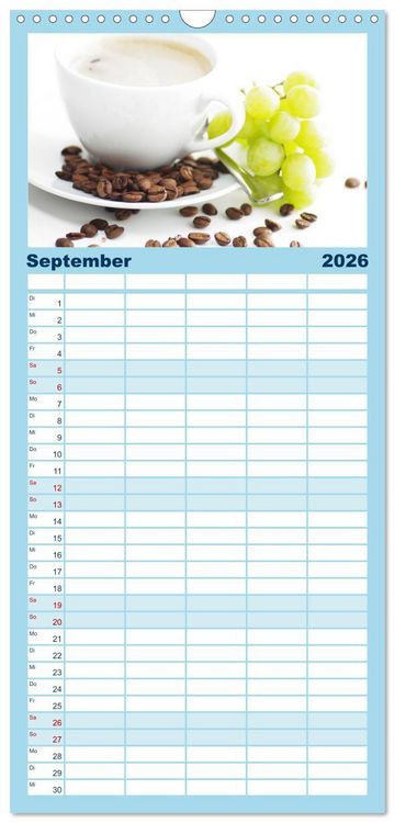 Produktbild: Familienplaner 2026 - Kaffee-Pause Terminkalender mit 5 Spalten (Wandkalender, 21 x 45 cm) CALVENDO