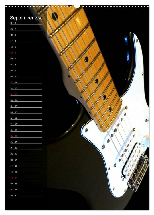 Produktbild: ROCKGITARREN in Szene gesetzt / Geburtstagskalender (hochwertiger Premium Wandkalender 2026 DIN A2 hoch), Kunstdruck in Hochglanz