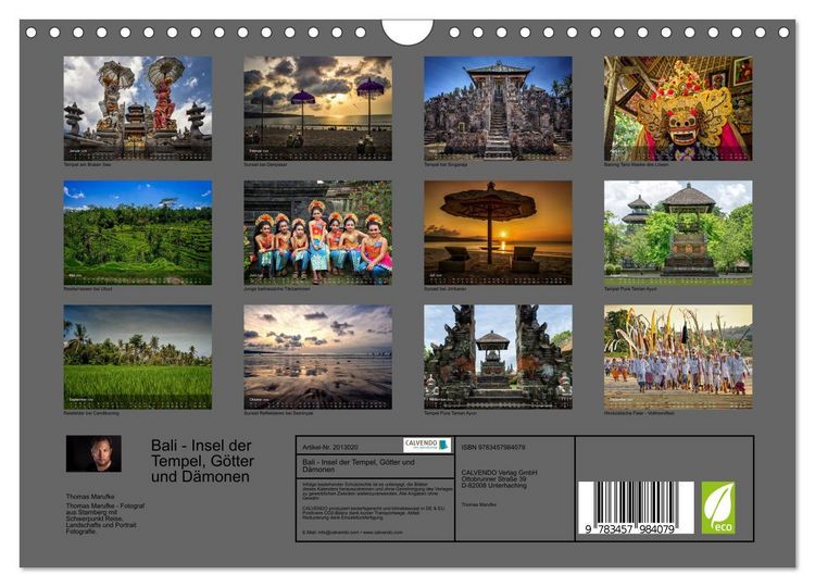 Produktbild: Bali - Insel der Tempel, G&ouml;tter und D&auml;monen (Wandkalender 2026 DIN A4 quer), CALVENDO Monatskalender