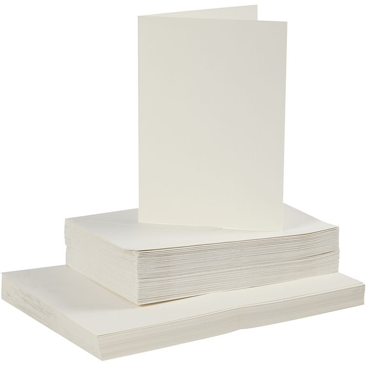 Produktbild: Creativ Company Karten & Kuverts, Kartengr&ouml;&szlig;e 10,5x15 cm, Umschlaggr&ouml;&szlig;e 11,5x16,5 cm, 110+220 g, Naturwei&szlig;, 50 Set