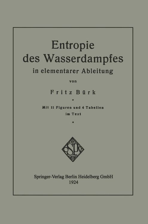 Produktbild: Entropie des Wasserdampfes in elementarer Ableitung