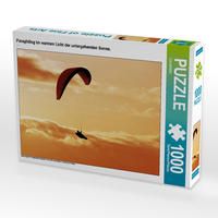 Produktbild: CALVENDO Puzzle Paragliding im warmen Licht der untergehenden Sonne. | 1000 Teile Lege-Gr&ouml;&szlig;e 64x48cm Foto-Puzzle f&uuml;r gl&uuml;ckliche Stunden