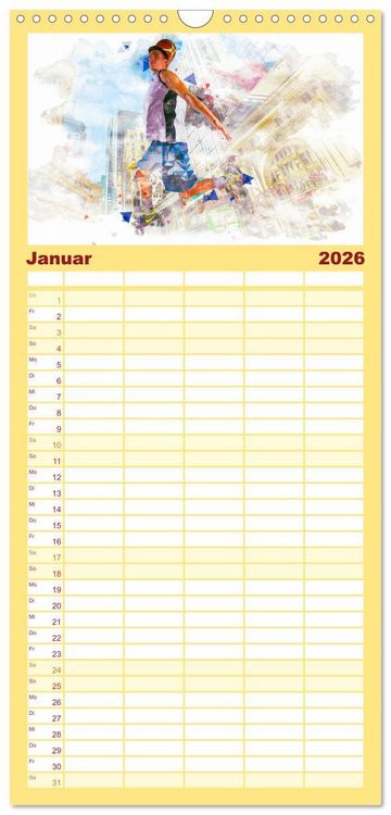 Produktbild: Familienplaner 2026 - Basketball Art mit 5 Spalten (Wandkalender, 21 x 45 cm) CALVENDO