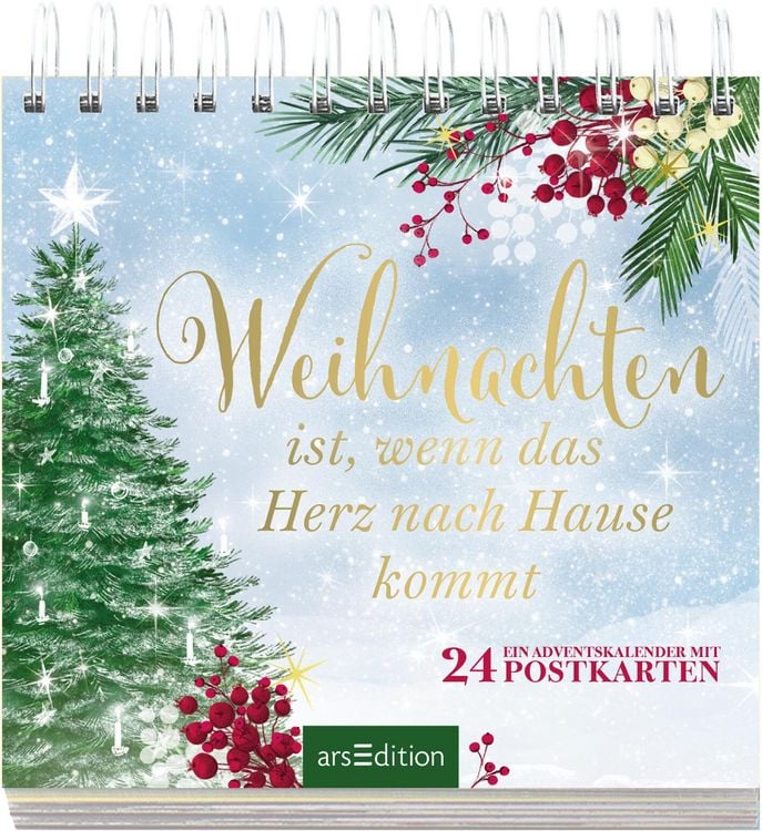 Produktbild: Postkarten-Adventskalender. Weihnachten ist, wenn das Herz nach Hause kommt