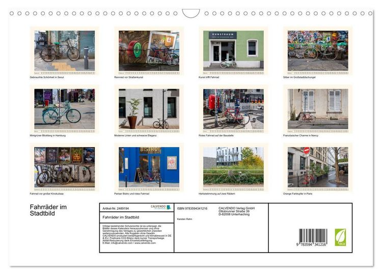 Produktbild: Fahrr&auml;der im Stadtbild (Wandkalender 2027 DIN A3 quer), CALVENDO Monatskalender