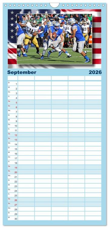 Produktbild: Familienplaner 2026 - American Football - Kickoff mit 5 Spalten (Wandkalender, 21 x 45 cm) CALVENDO