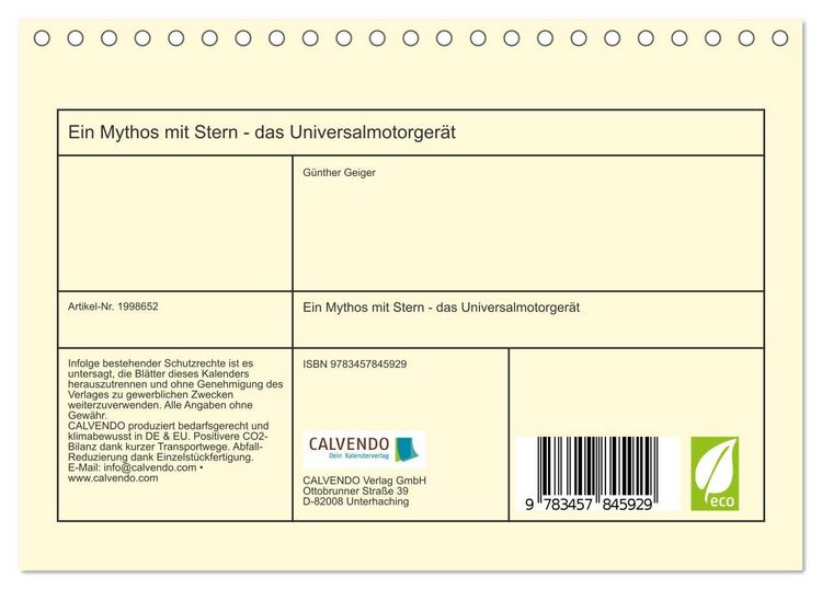 Produktbild: Ein Mythos mit Stern - das Universalmotorger&auml;t (Tischkalender 2026 DIN A5 quer), CALVENDO Monatskalender