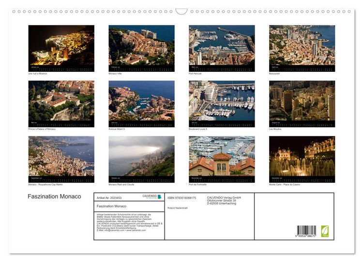 Produktbild: Faszination Monaco (Wandkalender 2026 DIN A2 quer), CALVENDO Monatskalender