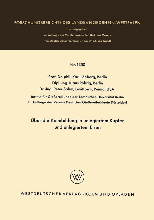 Produktbild: &Uuml;ber die Keimbildung in unlegiertem Kupfer und unlegiertem Eisen