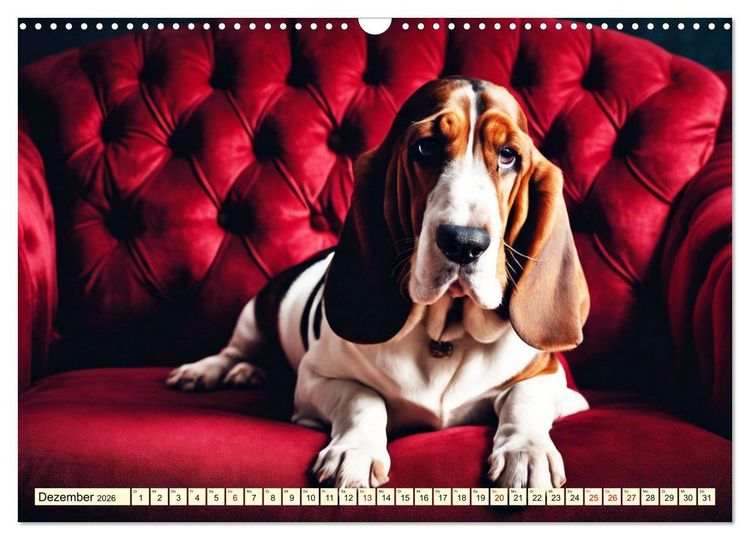 Produktbild: Basset Hound - unverkennbar (Wandkalender 2026 DIN A3 quer), CALVENDO Monatskalender