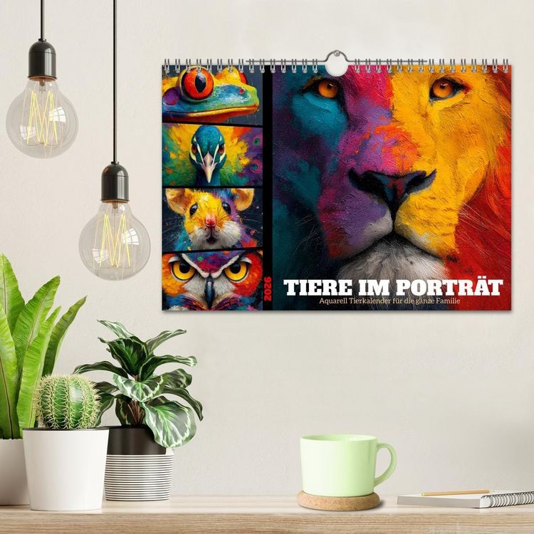 Produktbild: Tiere im Portr&auml;t - Aquarell Tierkalender f&uuml;r die ganze Familie (Wandkalender 2026 DIN A4 quer), CALVENDO Monatskalender