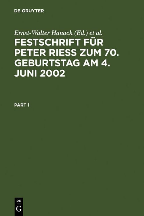 Produktbild: Festschrift f&uuml;r Peter Rie&szlig; zum 70. Geburtstag am 4. Juni 2002