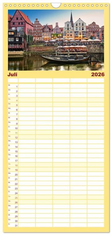 Produktbild: Familienplaner 2026 - L&Uuml;NEBURG Ein- und Ausblicke von Andreas Voigt mit 5 Spalten (Wandkalender, 21 x 45 cm) CALVENDO