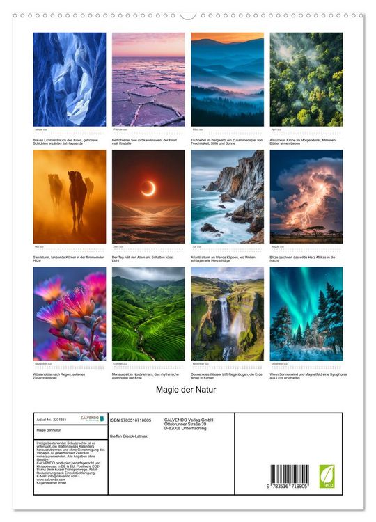 Produktbild: Magie der Natur (hochwertiger Premium Wandkalender 2026 DIN A2 hoch), Kunstdruck in Hochglanz