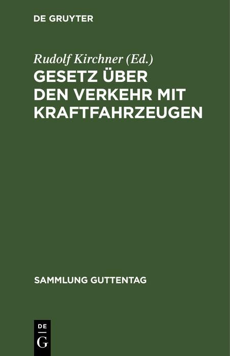 Produktbild: Gesetz &uuml;ber den Verkehr mit Kraftfahrzeugen
