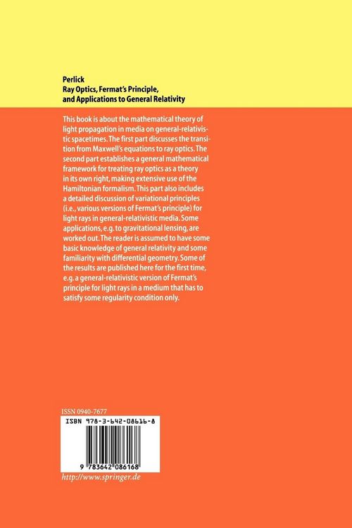 Produktbild: Ray Optics, Fermat&rsquo;s Principle, and Applications to General Relativity