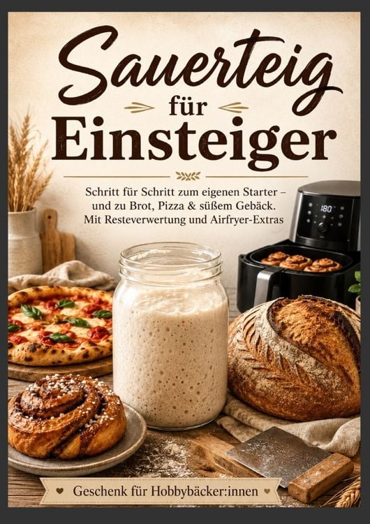 Produktbild: Sauerteig f&uuml;r Einsteiger Schritt f&uuml;r Schritt zum eigenen Starter - und zu Brot, Pizza & s&uuml;&szlig;em Geb&auml;ck. Mit Resteverwertung und Airfryer-Extras