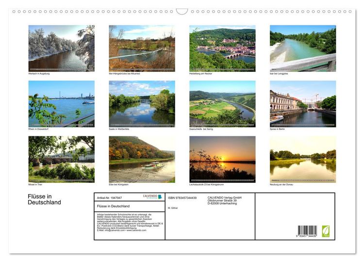 Produktbild: Fl&uuml;sse in Deutschland (Wandkalender 2026 DIN A2 quer), CALVENDO Monatskalender