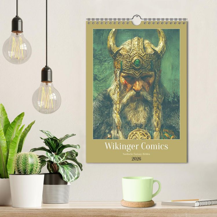 Produktbild: Wikinger Comics. Nordische Fantasy-Helden (Wandkalender 2026 DIN A4 hoch), CALVENDO Monatskalender