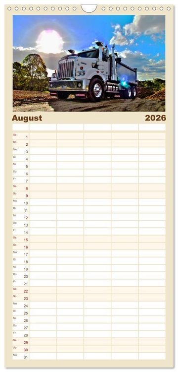 Produktbild: Familienplaner 2026 - US-Trucks. Faszination Langhauber mit 5 Spalten (Wandkalender, 21 x 45 cm) CALVENDO