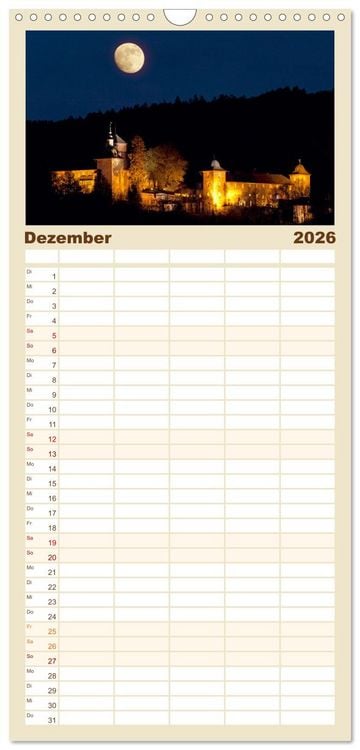 Produktbild: Familienplaner 2026 - Burgen und Schl&ouml;sser - Zeugnisse vergangener Zeiten mit 5 Spalten (Wandkalender, 21 x 45 cm) CALVENDO