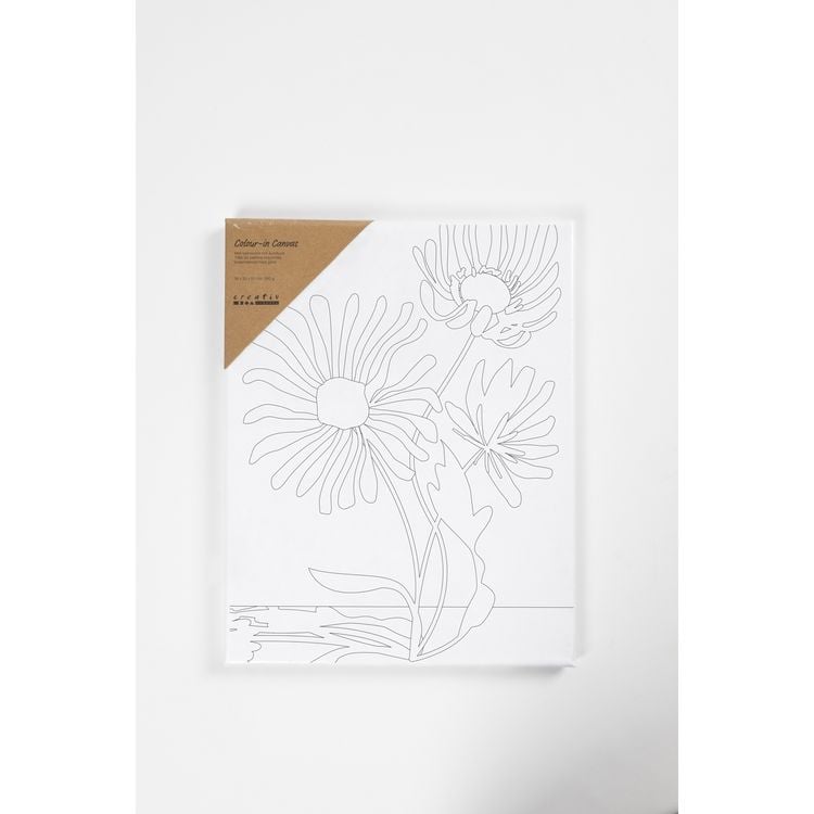 Produktbild: Creativ Company Mal-Leinwand mit Aufdruck, Gro&szlig;e Blumen, T 1,6 cm, Gr&ouml;&szlig;e 24x30 cm, 360 g, 1 Stk
