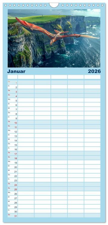 Produktbild: Familienplaner 2026 - Reise in die Urzeit mit 5 Spalten (Wandkalender, 21 x 45 cm) CALVENDO