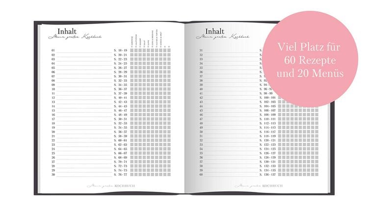 Produktbild: Rezeptbuch zum Selberschreiben: Gro&szlig;es Kochbuch zum Selberschreiben | Rezeptsammlung f&uuml;r 60 Rezepte & 20 Men&uuml;s |