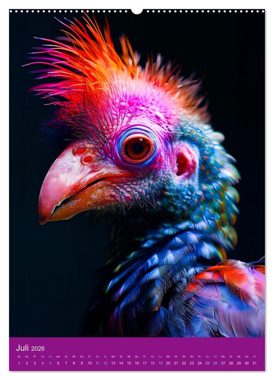 Produktbild: Neon-Evolution - Fluoreszierende Fantasietiere der KI-Welt (hochwertiger Premium Wandkalender 2026 DIN A2 hoch), Kunstdruck in Hochglanz