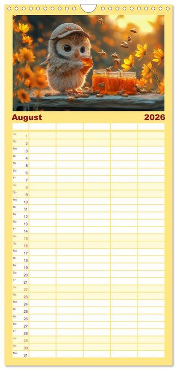 Produktbild: Familienplaner 2026 - Eulen im Wald - Die geheimen Jobs und Aufgaben mit 5 Spalten (Wandkalender, 21 x 45 cm) CALVENDO
