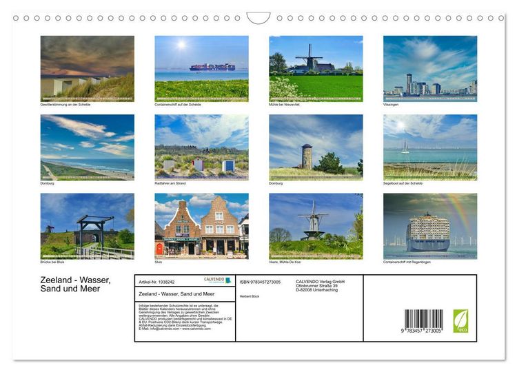 Produktbild: Zeeland - Wasser, Sand und Meer (Wandkalender 2026 DIN A3 quer), CALVENDO Monatskalender