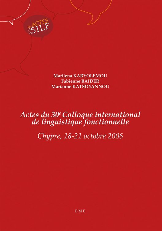Produktbild: Actes du 30e Colloque international de linguistique fonctionnelle