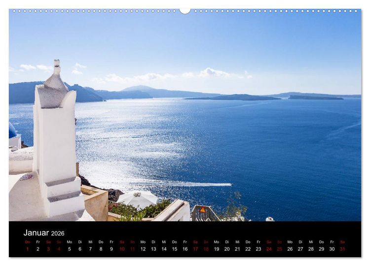 Produktbild: Santorini - K&ouml;nigin der Kykladen (hochwertiger Premium Wandkalender 2026 DIN A2 quer), Kunstdruck in Hochglanz