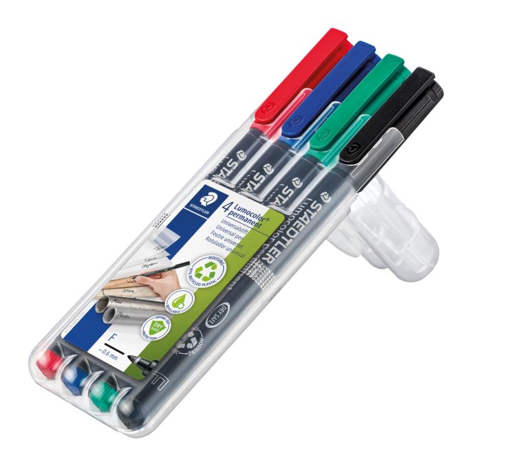 Produktbild: STAEDTLER Universalstift Lumocolor&reg; permanent F, 4er Set farbig