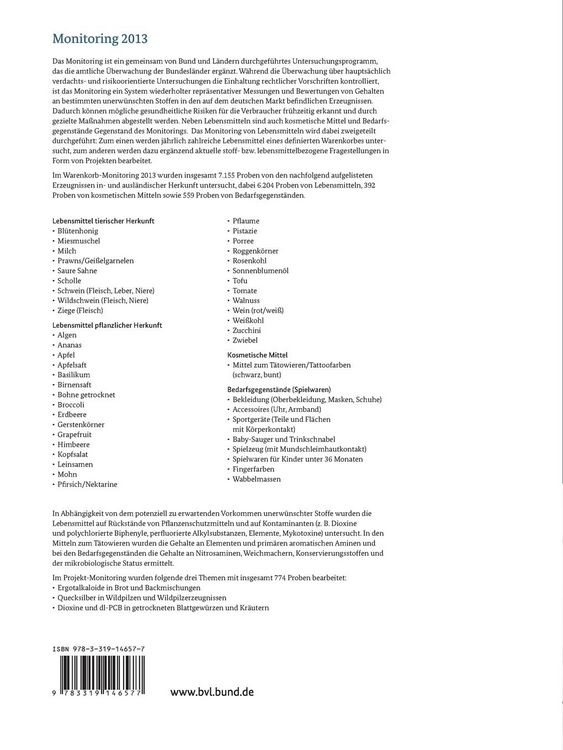 Produktbild: Berichte zur Lebensmittelsicherheit 2013