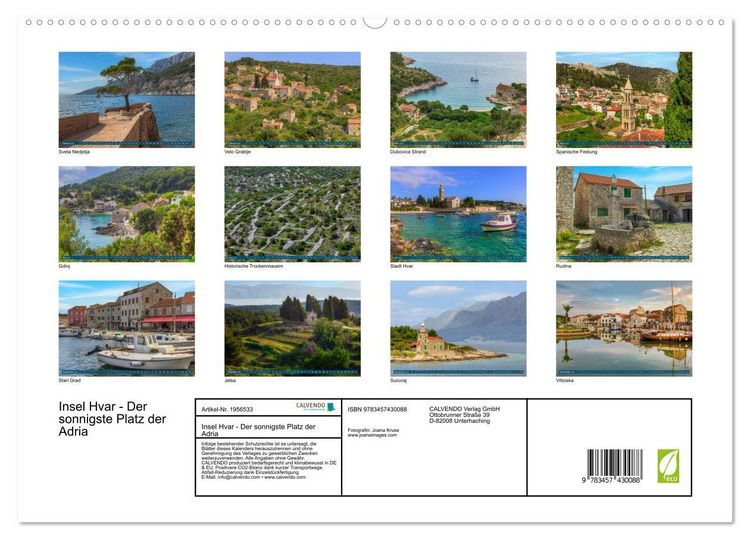 Produktbild: Insel Hvar - Der sonnigste Platz der Adria (hochwertiger Premium Wandkalender 2026 DIN A2 quer), Kunstdruck in Hochglanz