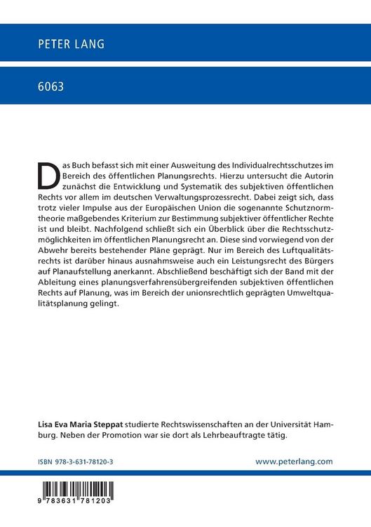 Produktbild: Subjektives &ouml;ffentliches Recht auf Planung