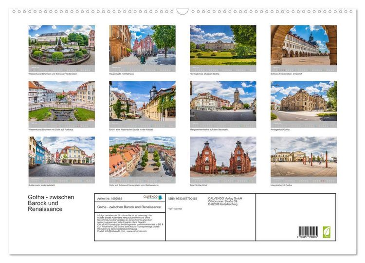Produktbild: Gotha - zwischen Barock und Renaissance (Wandkalender 2026 DIN A2 quer), CALVENDO Monatskalender