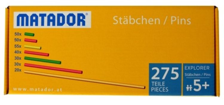 Produktbild: MATADOR 11215 - Explorer St&auml;bchen-Set, 275 Teile, Baukasten-Erweiterung, Holz, Konstruktionsbaukasten, ab 5 Jahren, Spielend lernen!