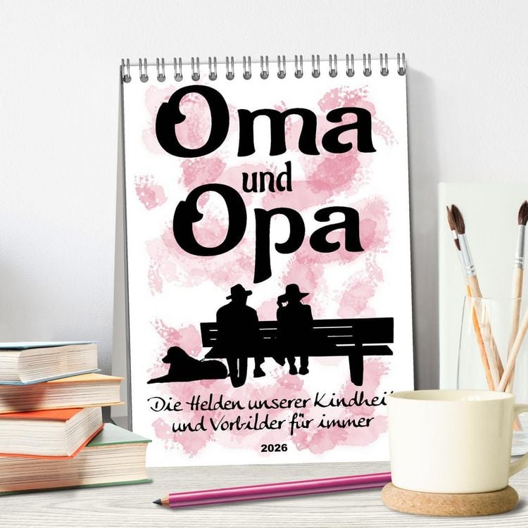 Produktbild: Oma und Opa, die Helden unserer Kindheit (Tischkalender 2026 DIN A5 hoch), CALVENDO Monatskalender